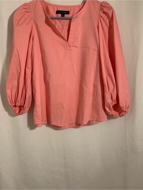 Banana Republic Coral Pink Puff-Sleeve Blouse
